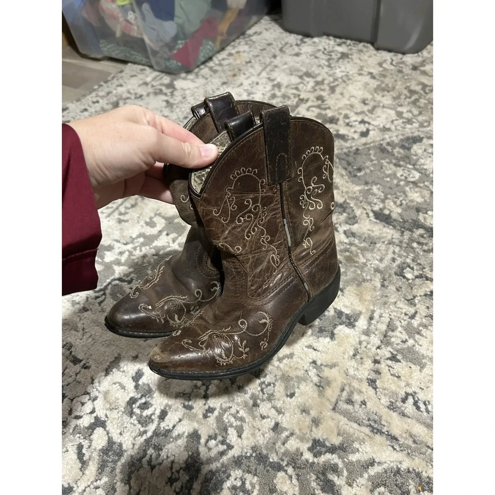 Smokey Mountain Brown Embroidered Western Cowgirl Boots Girls Sz 12